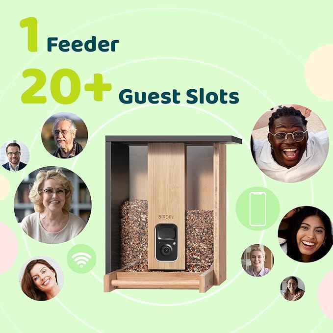 NETVUE by Birdfy Smart Bird Feeder with Camera Solar Powered,2K Live Steam&Permanent AI Identify for Birds&Motion Detection,Birds Watching Ideal Wood Feeder for Chistmas Gift for mom,Bird-Lover