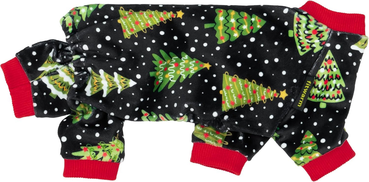 Fitwarm Christmas Tree Dog Pajamas, Christmas Clothes for Small Dogs Boy Girl, Holiday Pet Outfit, Black, Red, Green, Yellow, Small