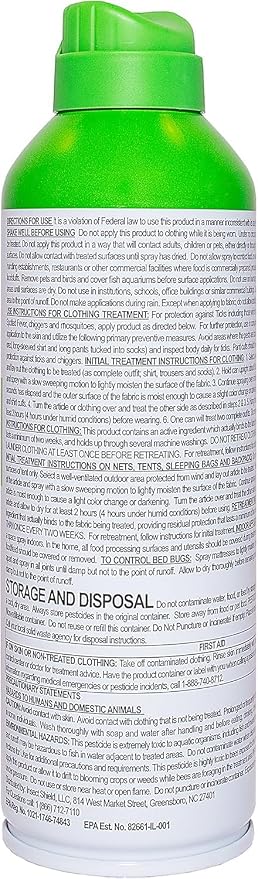 Insect Shield Premium Permethrin Spray - Tick, Flea, Fly, Mosquito, Chigger, Spider & Bed Bug Repellent for Clothing, Gear, Furniture, & Tents, Last up to 60 Days, Clear, 6 Oz Aerosol, Pack of 2