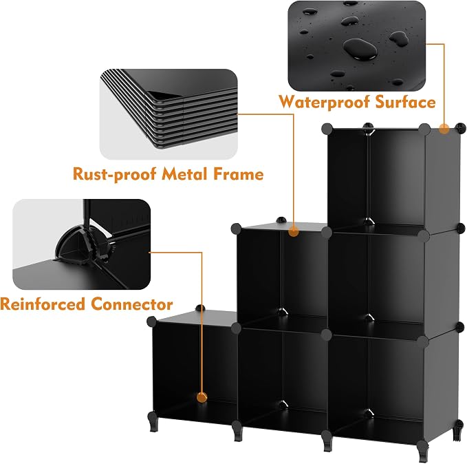 HOMIDEC Closet Organizers and Storage, 16 Cube Storage Organizer, Closet Organizer Bookshelf Cubes Shelves for Clothes, Bedroom, Kids Room, Bathroom, Wardrobe, Garment Racks, Black | Closet Organizer Bookshelf Storege Cubes Shelves for Bedroom, Kids Ro...