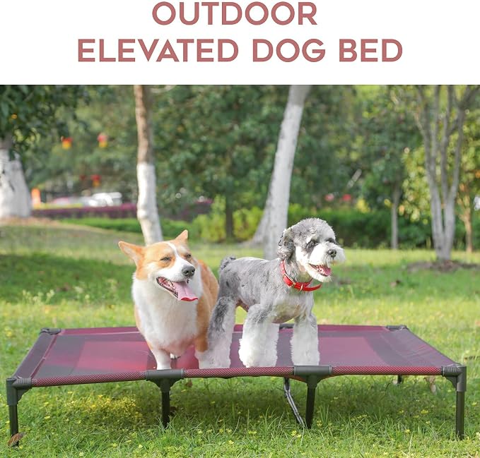 Elevated Dog Bed Waterproof Outdoor, Portable Raised Dog Beds, Dog Cot Off the Floor, Dog Bed Easy Clean Indoor or Outdoor Use, X Large, Red
