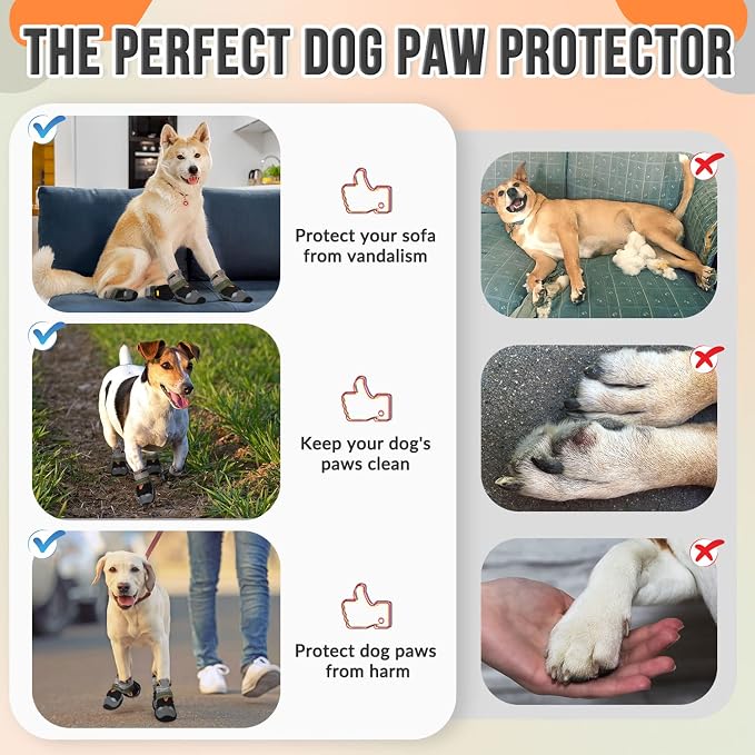 SlowTon Dog Shoes for Large Small Medium Dogs - Breathable Dog Boots for Summer Hot Pavement, Paw Protector for Outdoor Walking Winter Snow, Anti-Slip Rubber Dog Booties for Hardwood Floor (B, 4)