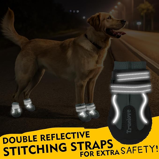 EXPAWLORER 4PCS Anti-Slip Dog Shoes - Waterproof Dog Booties & Paw Protectors with Reflective Straps for Outdoor Cold/Hot Pavement, Indoor Hardwood Floors, Winter Boots for Small Medium Large Dogs