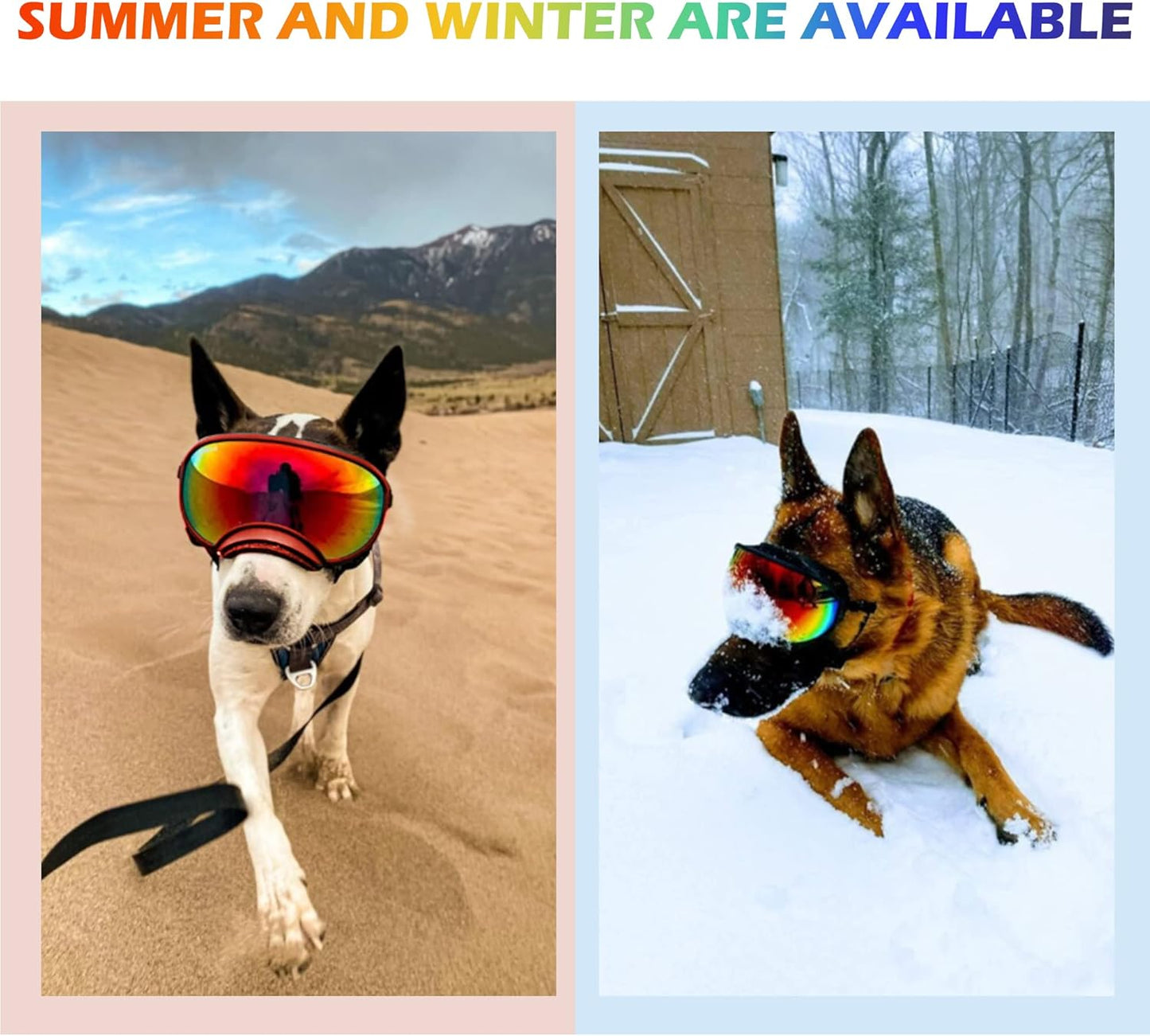 Large Dog Sunglasses with Adjustable Strap UV Protection, Winproof Puppy Sunglasses, Suitable for Medium-Large Pet Glasses, Dogs Eyes Soft Goggles, OrangeColours