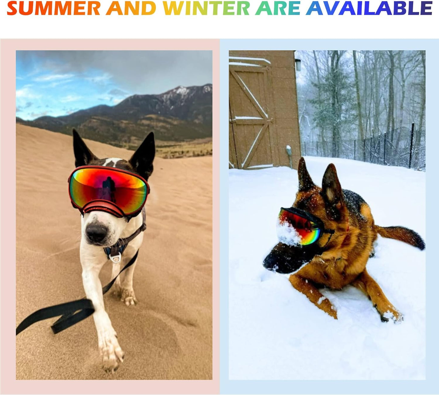 Large Dog Sunglasses with Adjustable Strap UV Protection, Winproof Puppy Sunglasses, Suitable for Medium-Large Pet Glasses, Dogs Eyes Soft Goggles, PinkSilver, (YD-23032706)