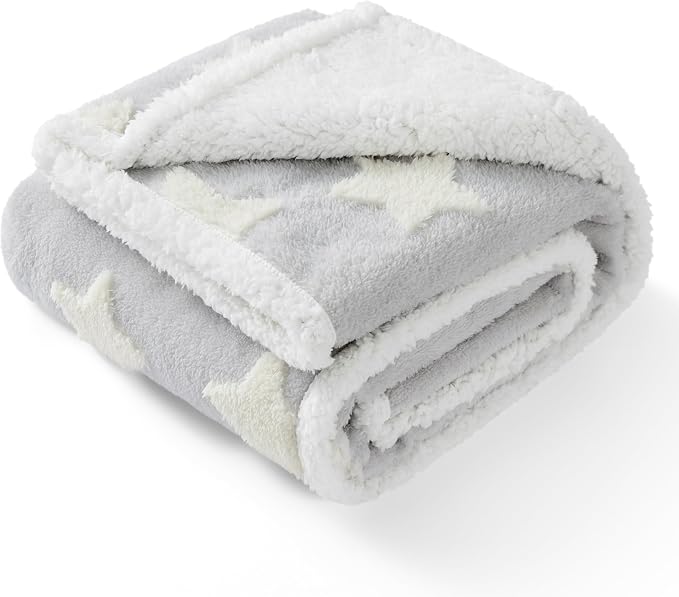 LE SURE Waterproof Dog Blankets for Medium Dogs Cute 3D Jacquard,30x40 | Puppy Blanket for Cat Aesthetic Gift, Warm Soft Sherpa Throw Washable, Reversible Pet Couch Protector, Galaxy Grey