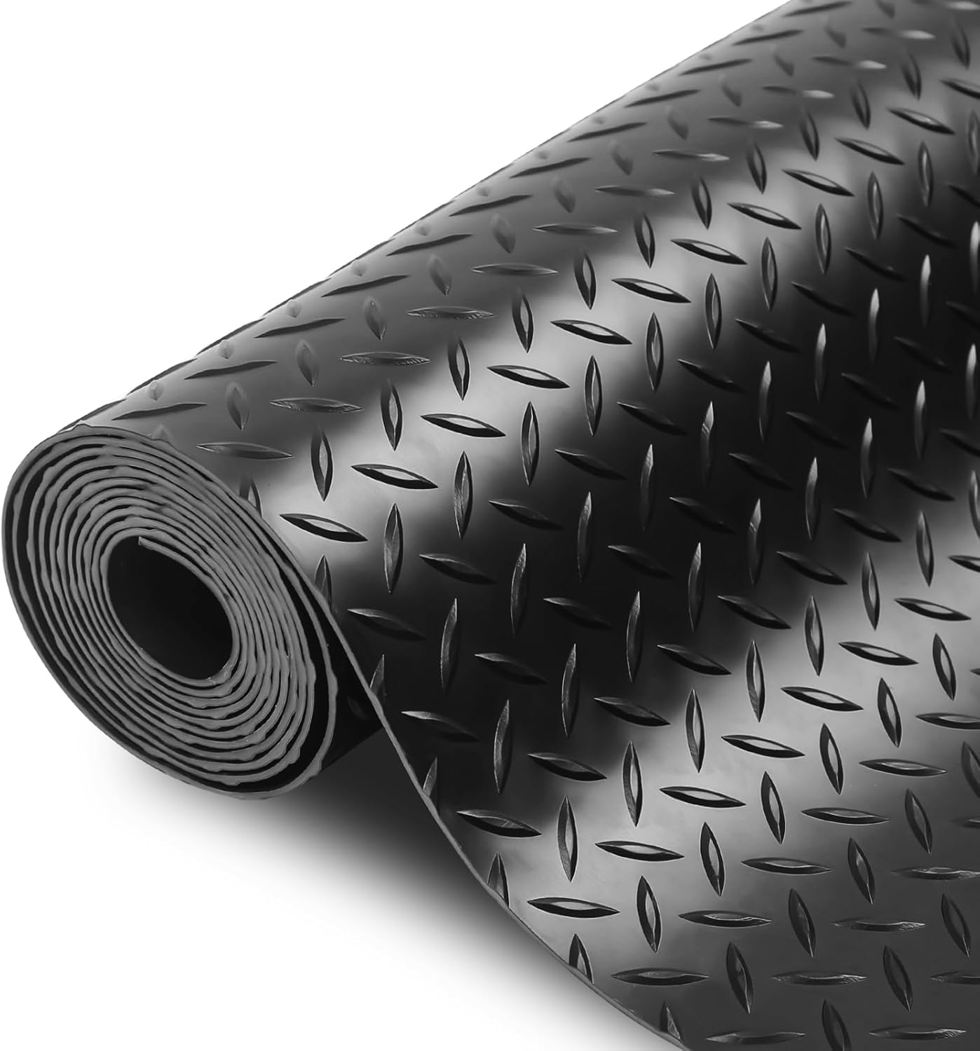 SEAL 4 x 8 Ft Premium Garage Floor Mat, Solid 2.8mm Thickened Black Commercial Grade Heavy Duty Parking Mat for Garage Floor, Golf Cart, Water/Stain Resistant Floor Runner (Embossed Diamond Plate)