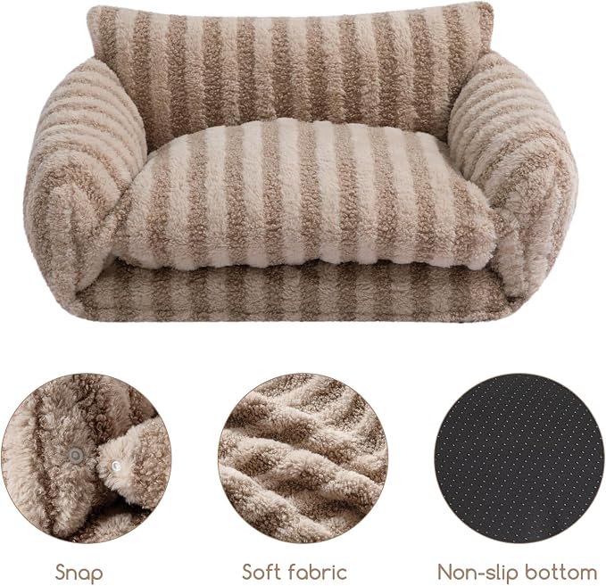 Hollypet Cat Bed Small Dog Orthopedic Couch Beds for Pets up to 13 lbs | Fluffy Multifunctional Double-Layer Warming Kitten Pet Couch Orthopedic Beds with Machine Washable Cover and Non-Slip Bottom