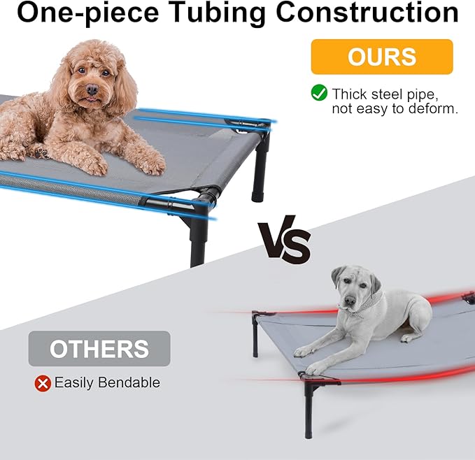 34.3'' Elevated Outdoor Dog Bed with Canopy, Raised Dog Bed Medium Size Dog | Outdoor Dog Bed with Canopy Medium Large Size Dogs with Ice Pack, Dog Cooling Beds, Outdoor Pet Hammock Beds, Outside Pet Bed