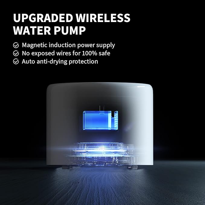 PETKIT Eversweet 3 Pro Cat Water Fountain with Wireless Pump, 1.6L/56oz Stainless Steel Pet Fountains for Cats Indoor, Automatic Water Dispenser Ultra Quiet, App Monitoring