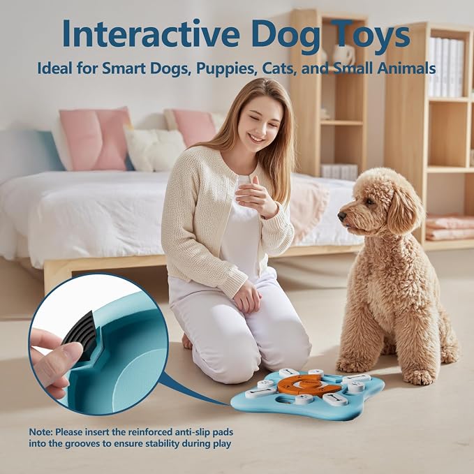 FOXMM Interactive Dog Treat Puzzle Toys for IQ Training & Mental Stimulating,Fun Slow Feeder,Large Medium Small Dogs Enrichment Toys with Squeak Design,Ideal Gifts for Puppies,Cats,Dogs