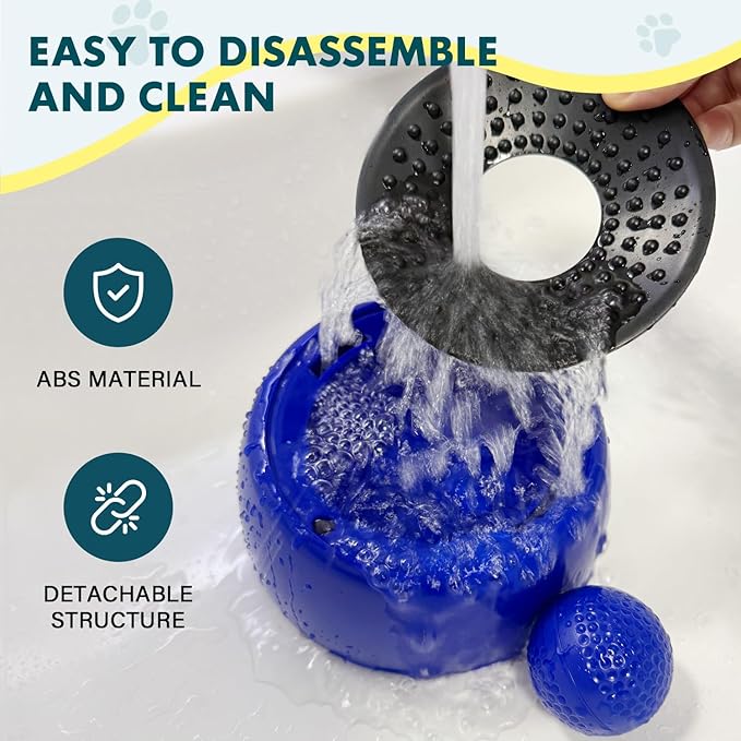 Slow Feeder Dog Bowls, Rolling Ball Dog Lick Bowl, Non-Slip Design, Interactive Dog Licking Toy & Dog Enrichment Toys, Dog Lick Ball Bowl for Wet Food, Yogurt, Bone Broth, Nutrient Solution (Blue)