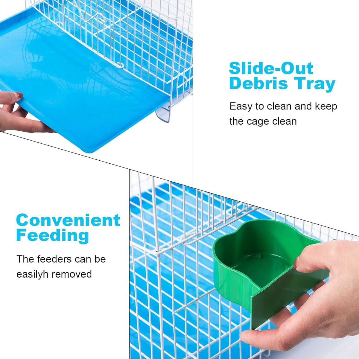 Small Bird Travel Cage-Lightweight Small Birds Starter Kit with Birdcages and Accessories Great for Parakeets Lovebirds Parrotlets Finches Canaries Removable Plastic Tray Include