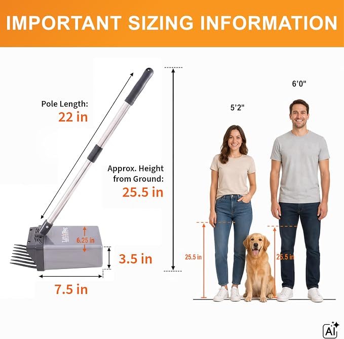 Neater Pet Brands Lift N’ Bag 2.0 Dog Pooper Scooper with Bag Attachment & 22" Pole for Small to Large Dogs, New & Improved Design, 195 Refill Bags, Heavy Duty Dog Poop Scooper for Yard, One-Hand Use