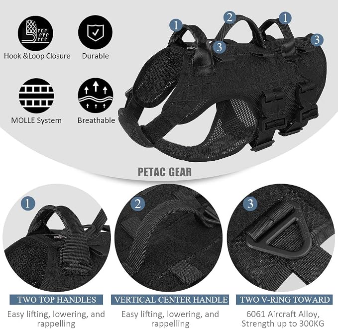 Tactical Dog Harness No Pull for Large Working Dogs Military Dogs Vest Police Service Training Dogs Molle Harnesses with Handle … …