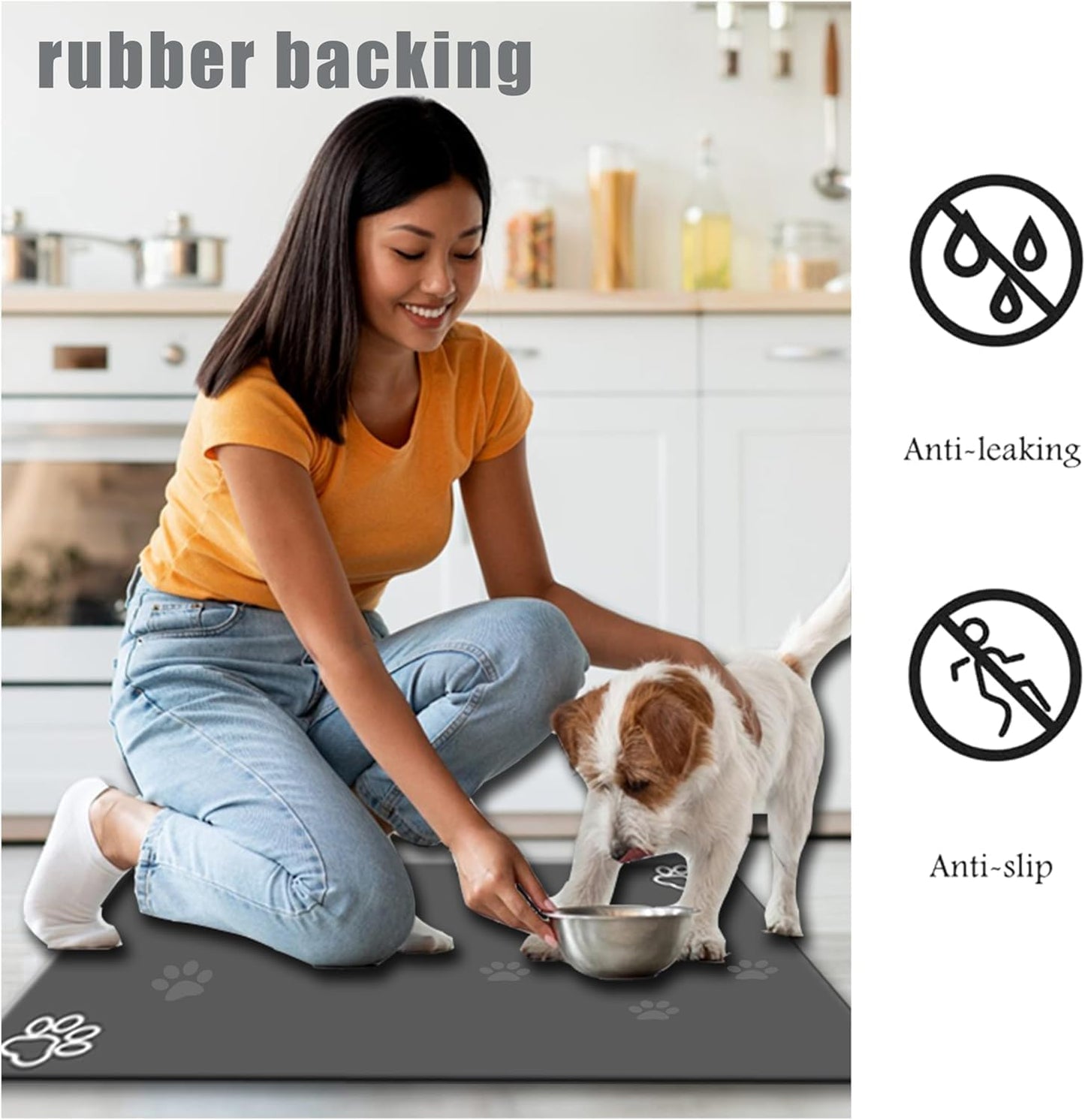 Large Pet Feeding Mat,Super Absorbent Pet Mat,Quick Dry Cat & Dog Water Dispenser Mat,No Stains Non Skid Pet Food Mat for Food and Water Bowl,Easy to Clean Pet Placemats (Dark Brown, 40'' x 32'')