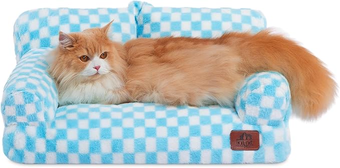 Hollypet Small Dog Large Cat Bed Puppy Couch Beds for Pets up to 25 lbs | Fluffy Dog Cat Couch Plush Soft Warming Pets Beds with Machine Washable Cover and Non-Slip Bottom