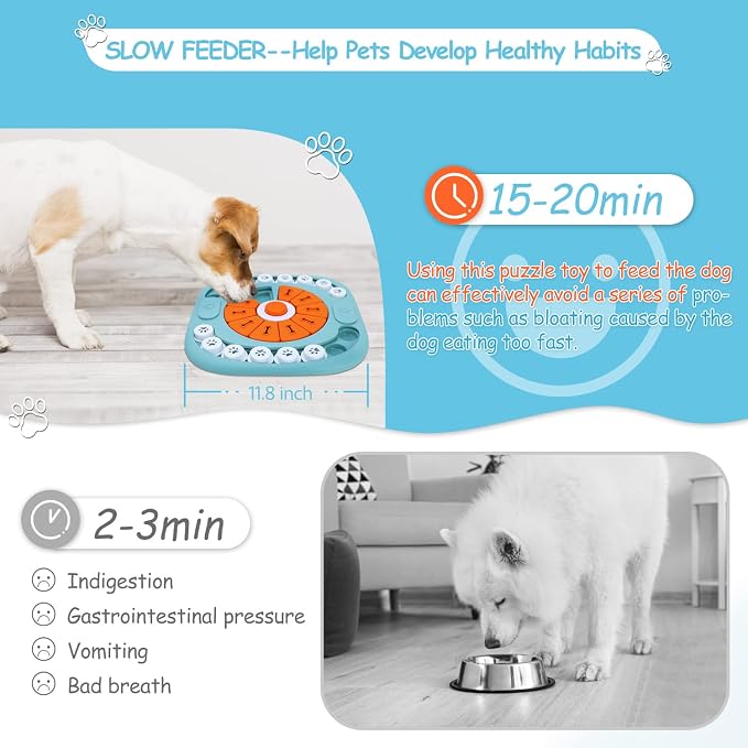 FOXMM Dog Puzzle Toys, Interactive Treat Puzzle Dog Toy for IQ Training & Mental Stimulating, Squeaky Design for Large, Medium, Small Dogs