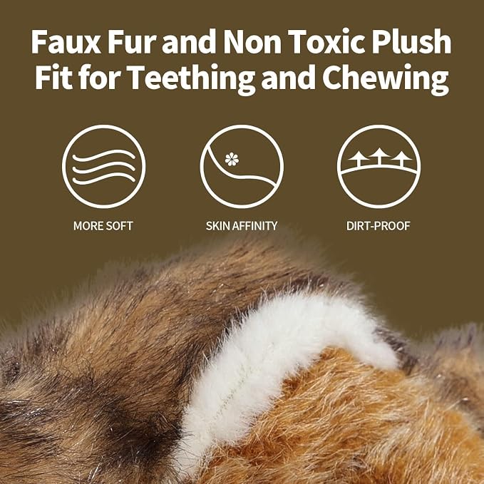 ALL FOR PAWS Chipmunk Squeaky Doy Toy, Squirrel Dog Toy for Medium Large Breed, Puppy Fetch Toy with Squeaker, Plush Chew Dog Toy, Chipmunk-L