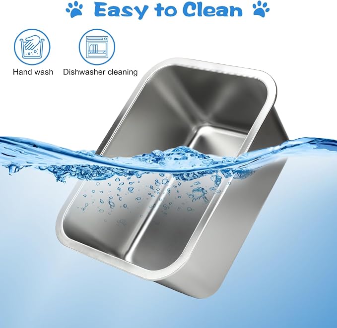 YUEPET Large Stainless Steel Dog Water Bowl, 4 Gallon Bowl for L Dogs | Outdoor Dog Water Bowl, 4 Gallon Capacity, Food and Water Use, Rounded Corners, Raised Edge, Easy to Clean, XL Dogs