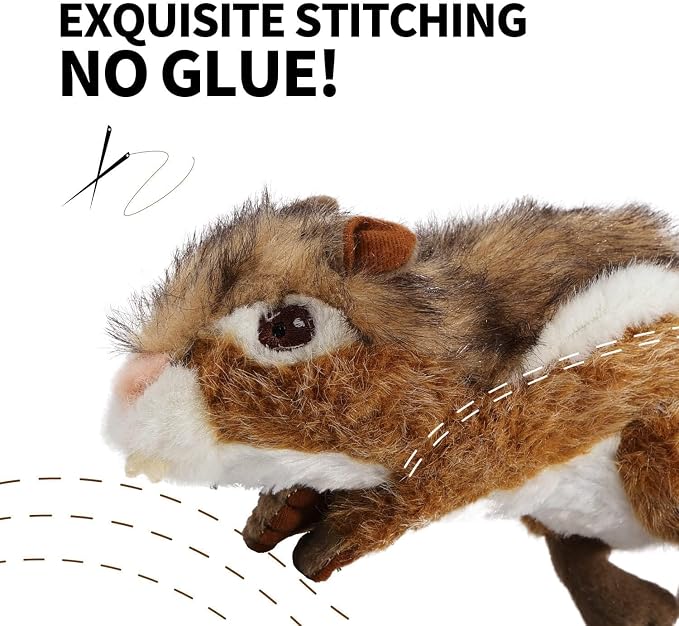 ALL FOR PAWS Chipmunk Squeaky Doy Toy, Squirrel Dog Toy for Medium Large Breed, Puppy Fetch Toy with Squeaker, Plush Chew Dog Toy, Chipmunk-L