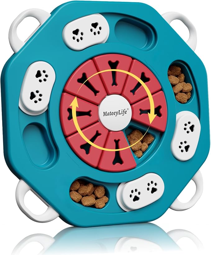 MateeyLife Dog Puzzle Toy for Smart Dogs, Mental Stimulation Dog Enrichment Toys, Treat Dispensing Dog Toys to Keep Them Busy for Small and Medium Dogs, IQ Training Puzzle Feeder, Level-2 (Blue)