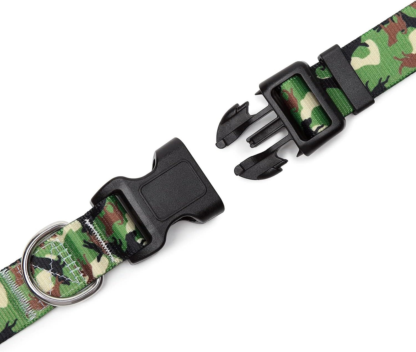 Mercano Adjustable Dog Collar - Special Design Patterns, Soft Nylon Comfortable Durable Pet Collar for Small Medium Large Dogs (M, Dog Camouflage Green)