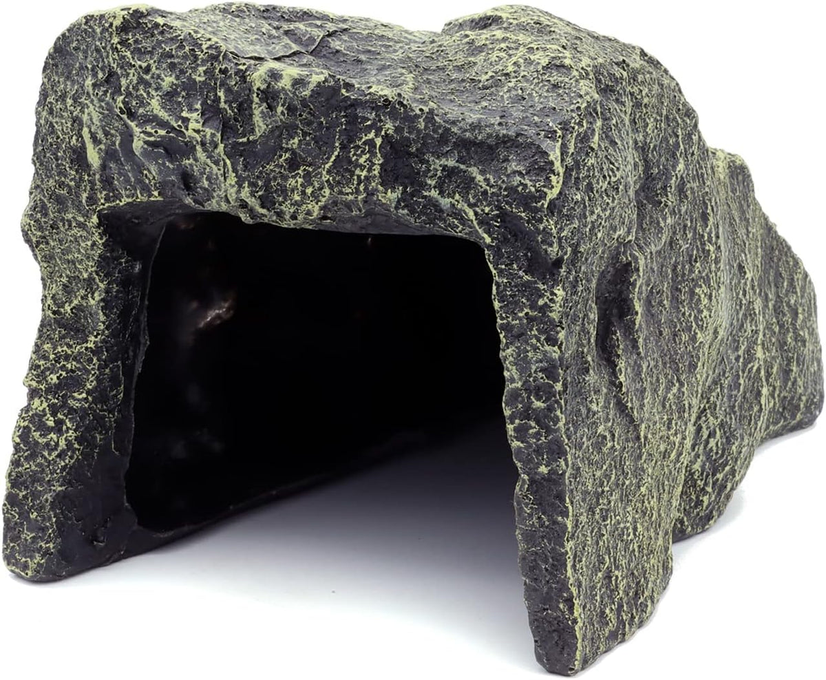 JIHAQUA Reptile Hide Medium Rock Snake Hide Cave Hideout Terrarium Habitat Decor Ornament Bearded Dragon Tank Accessories