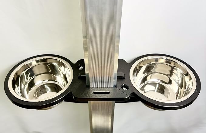 Dock Mounted Dog Bowl & Holder – Includes 2 Bowls-UV & Rust-Resistant, Marine-Grade, Easy No-Drill Installation, Made in The USA- Fits a 2.5" Square Post