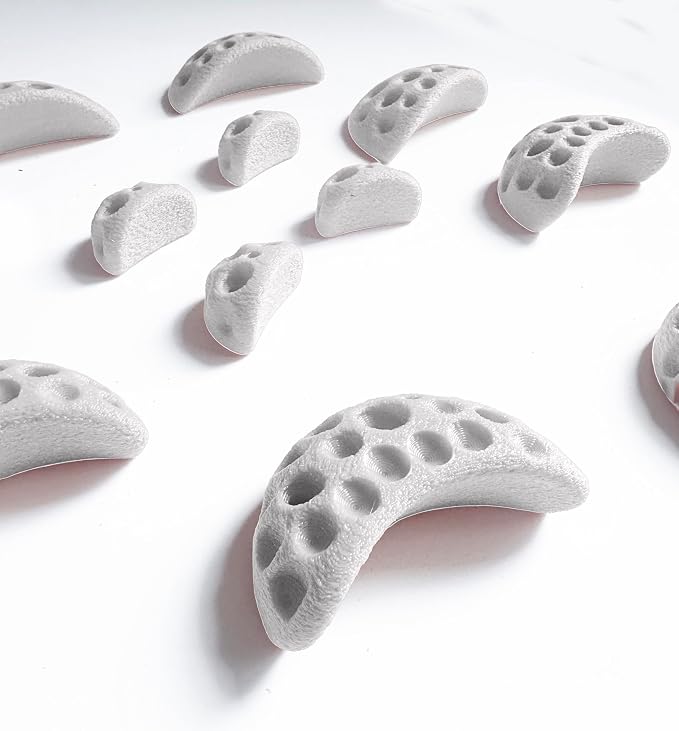 Moon Rock Climbing Holds Easy to Grab for Home Climbing Walls and Swing Sets. Positive in Cut Jugs Great for Kids. Dual Texture, Eco Friendly, Non-Toxic. 2X Stronger Recycled Material. (Bone White)
