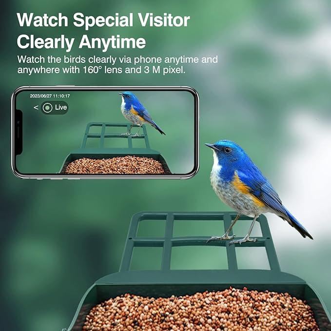 Bird Feeder with Camera,Smart Watching Birds,AI Identify Species 2K Live Video,2.4GHZ WiFi Solar Birds House Cameras for Outdoors,Motion Detection Instant Arrival Alerts,Ideal Present for Birds Lovers
