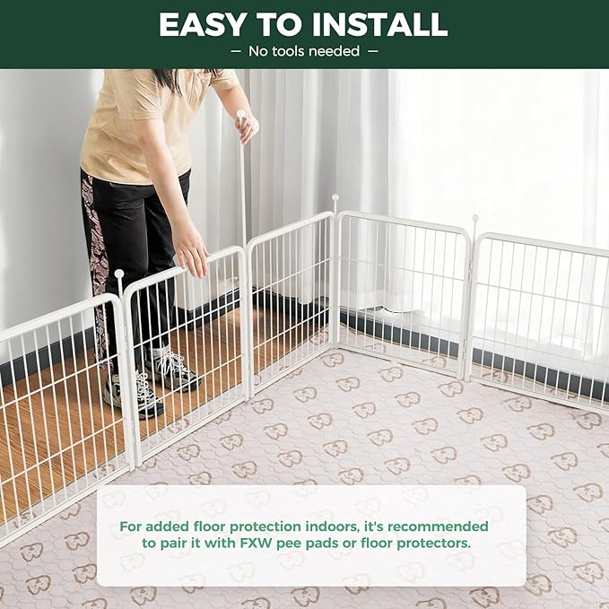 FXW Rollick Unleashed Dog Playpen for Indoor, Yard, RV Camping, 24 inch 8 Panels for Small and Puppy Dogs, White│Patented