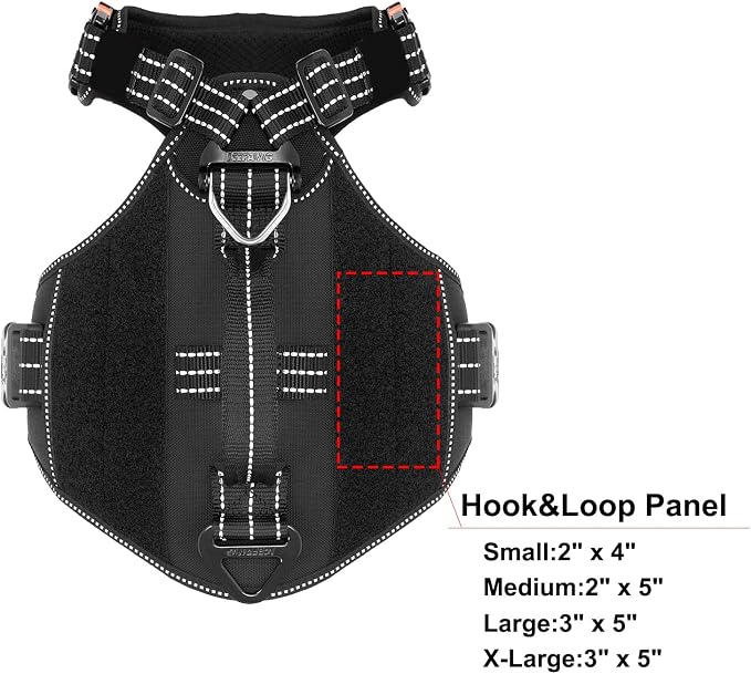 ICEFANG GN8 Tactical Dog Harness for X-Large Dogs,No Pull Dog Vest | Control Handle,Reflective,Adjustable,Hook-and-Loop Panel,3 Leash Clips,Soft Padded,,Black,X-Large