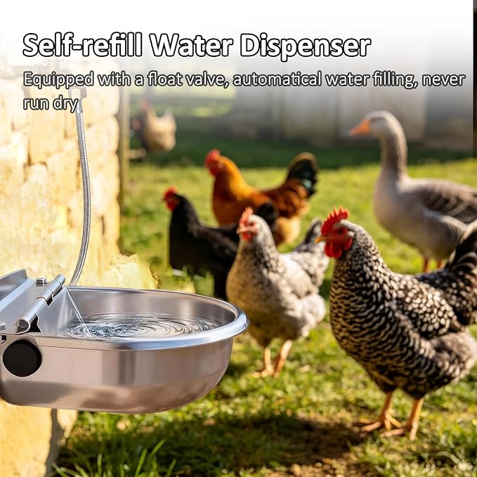 Automatic Water Dispenser for Dogs and Cats - Stainless Steel Dog Water Bowl Dispenser Outdoor Large Pets Waterer Feeder for Poultry and Livestock