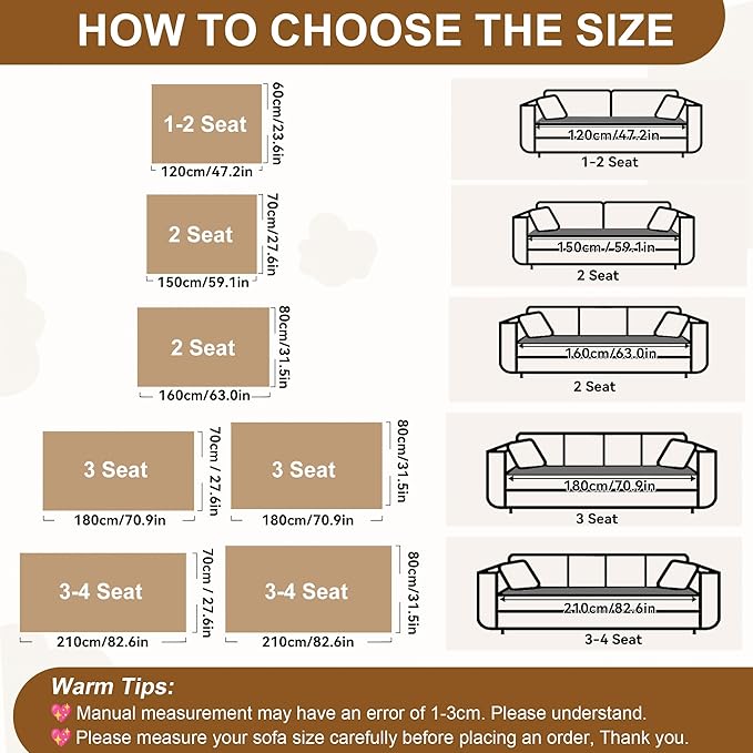 OTOB Couch Cover for Dogs Washable, Non Slip Plush Sofa Covers for 3 Cushion Couch, Fuzzy Pet Friendly Mat Bed Furniture Protector Sofa Slipcover, All Seasons (Cream, 27.6" x 70.9")