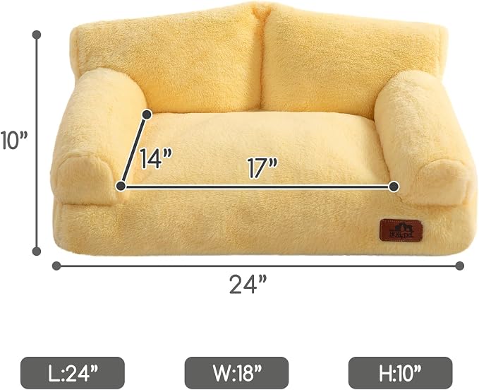 Hollypet Small Dog Large Cat Bed Puppy Couch Beds for Pets up to 25 lbs | Fluffy Dog Cat Couch Plush Soft Warming Pets Beds with Machine Washable Cover and Non-Slip Bottom