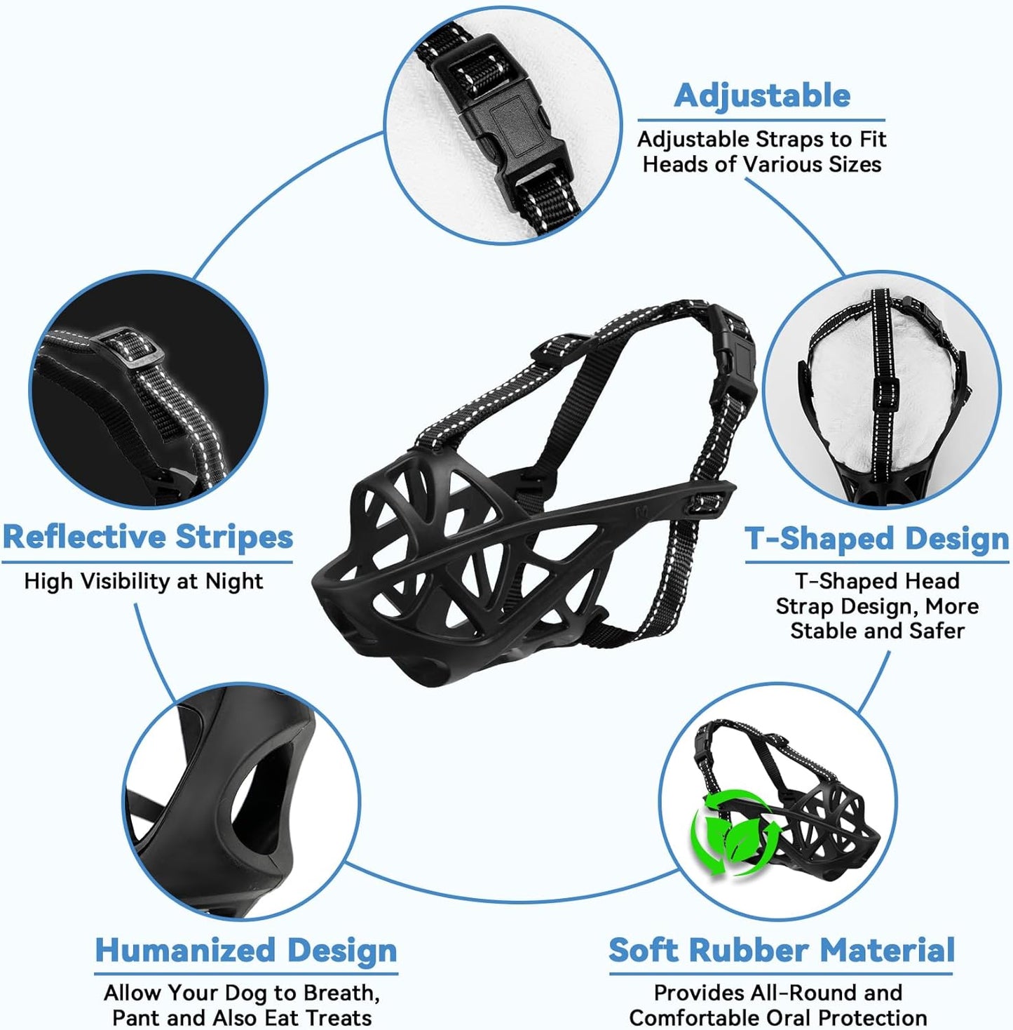 Dog Muzzle for Large Dogs, Breathable Basket Muzzles for Small, Medium and X-Large Aggressive Dog, Allows Panting Drinking, Suitable for Grooming Trimming Training (Black, XL)
