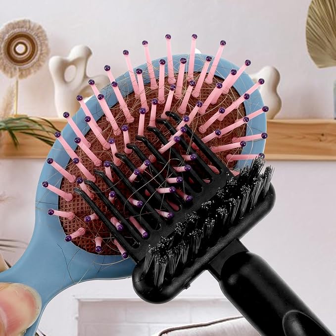 2Pcs 2-in-1 Hair Brush Cleaner & Remover Tool Brush Cleaning Tool Comb Cleaner Effective Hairbrush Cleaner Hair Brush Remover Rake for Man Woman Home Travel Salon Removing Hair Dust (Black, White)