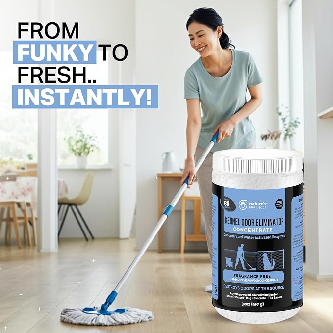 Enzyme Powder Concentrate Makes 86 Gallons - Professional Use for Kennel and Pet Odor Elimination - Removes Urine Poop from Carpets Floors -Enzyme Power, Safe for Pets. Makes 86 gallons-Fragrance Free