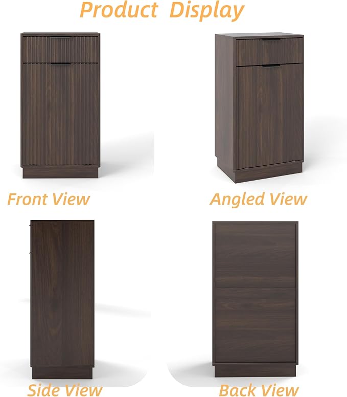 10-Gallon Single Tilt Out Trash Can Cabinet with Drawer,Kitchen Trash Can Cabinet Garbage Recycling Cabinet Wooden Dog-Proof Trash Cabinet for Dining Room and Kitchen,Laundry Room