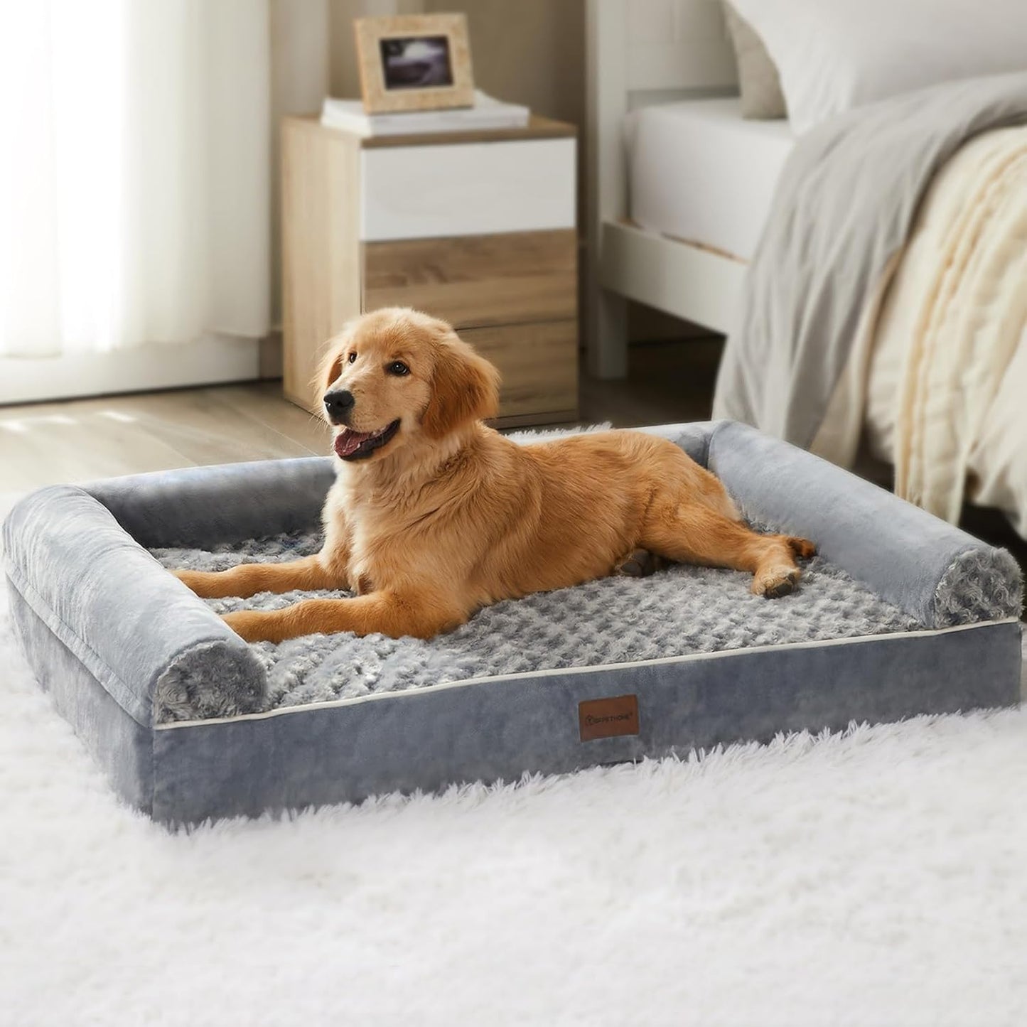 BFPETHOME Dog Beds for Large Dogs, Orthopedic Dog Bed for Medium Large Dogs,Big Waterproof Couch Pet Bed with Removable Washable Cover