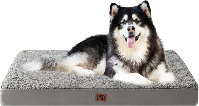EHEYCIGA Orthopedic Dog Bed Extra Large with Removable Washable Cover, 47IN | Egg Crate Foam Support, Durable Oxford fabric, Non-Slip Bottom, Machine Washable, Soft Waterproof Plush Pet Bed Mat For Crate