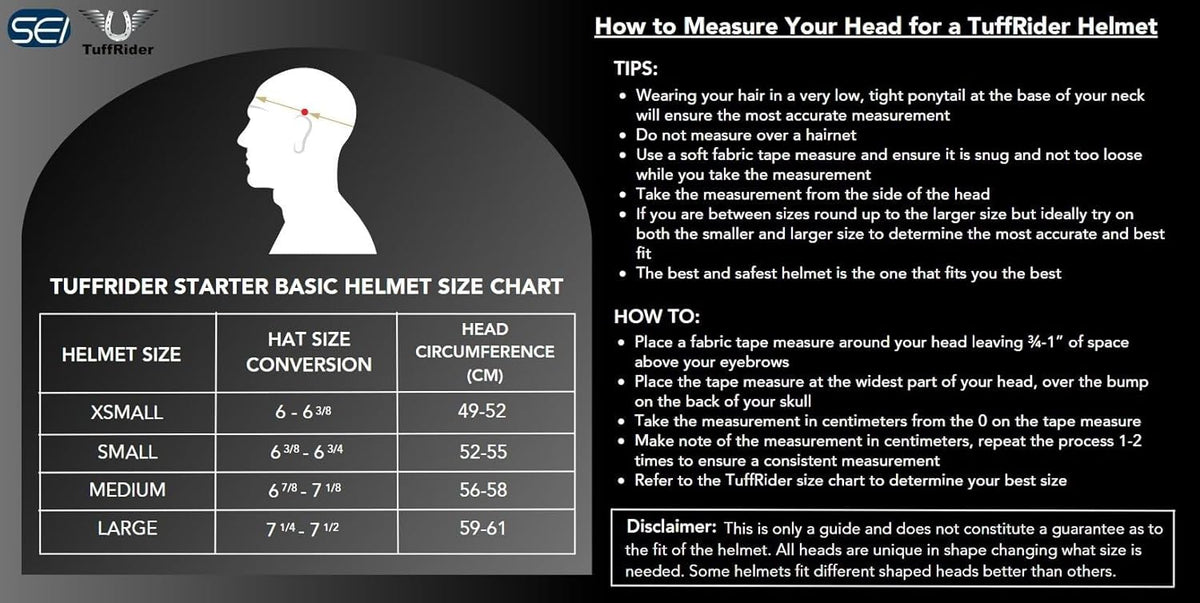 TuffRider Starter Basic Horse Riding Helmet | Comfortable Protective Equestrian Head Gear - SEI Certified