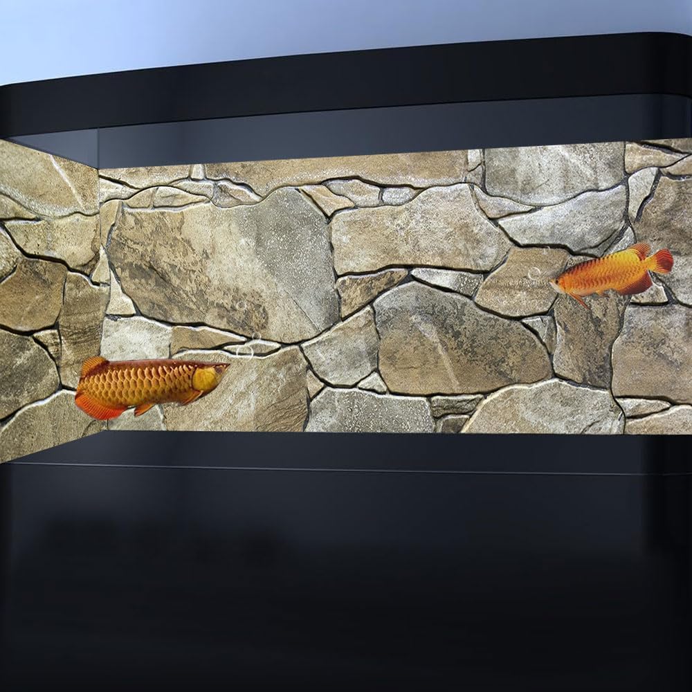72X24IN Marble Aquarium Background, Art Marble Aquarium Background, Natural Marble Glass Terrarium Background with 8 EVA Double-Sided Tape