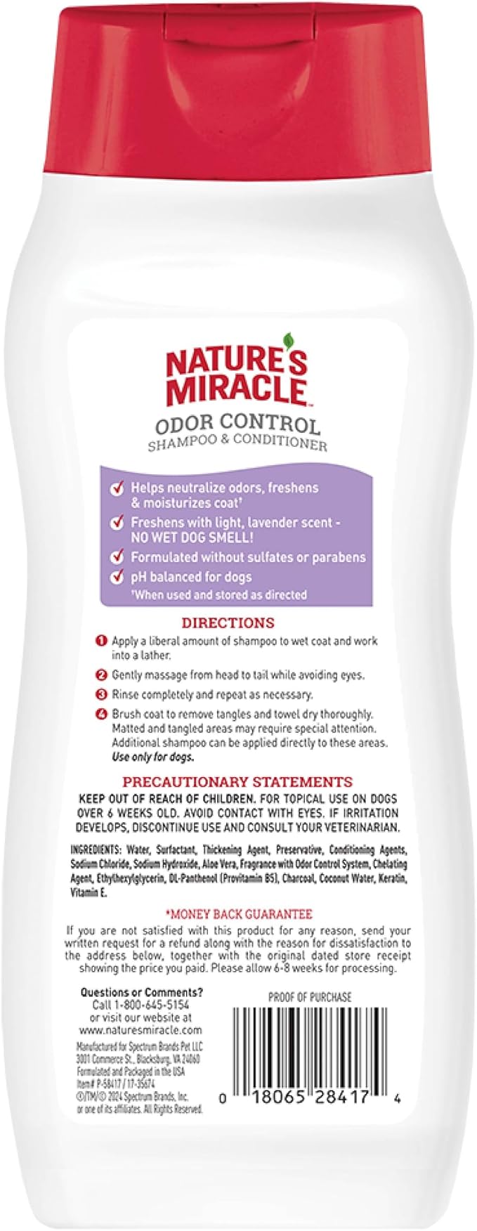 Nature's Miracle Nature’s Miracle Odor Control Shampoo & Conditioner, 16 Ounces, Lavender Scent