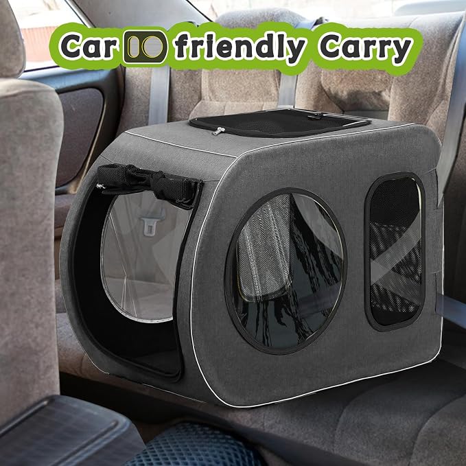 Saudism Large Dog Stroller for Medium Dogs，Pet Stroller for 2 Small Dogs, Foldable Jogger Wagon with Detachable Carrier for Car Seat, Adjustable Handle, Up to 90 lbs, Gray