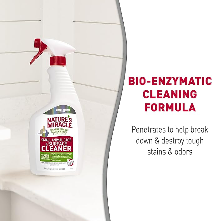 Nature’s Miracle Small Animal Cage and Surface Cleaner, Bio-Enzymatic Cleaning Formula, Destroy Tough Stains and Odors, 24 Ounces