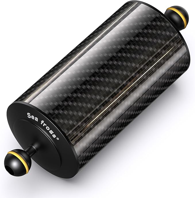 Sea frogs Carbon Fiber Float Arm D80mm, 8'', Buoyancy Provided 600g | for Ultralight Aquatic Arm, Underwater Camera System Diving Tray Video Light/Strobe GA-10