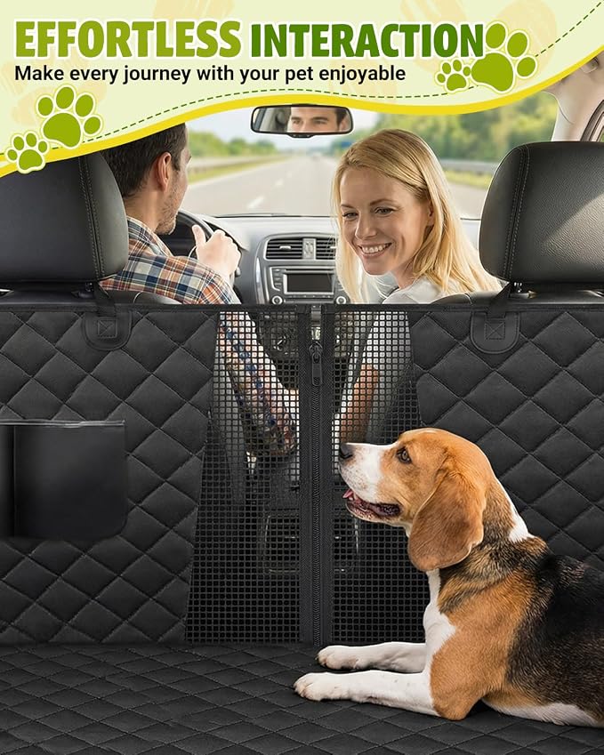 Dog Car Seat Cover, 600D Heavy Dute Car Seat Cover for Dogs Pets, 100% Waterproof Anti-Scratch Nonslip Dog Hammock for Cars, Seat Covers Protector with SeatBelt for Sedan SUV Truck Standard Black