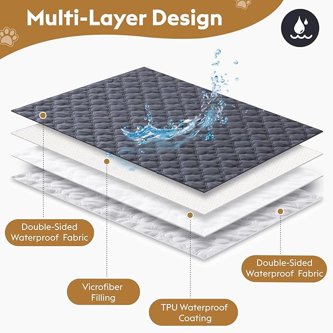 Waterproof Dog Blanket, Couch Cover for Dogs Washable, Reversible Dog Bed Cover.(Dark＆Light Grey, 82 X 102 Inch - 1 Pack)